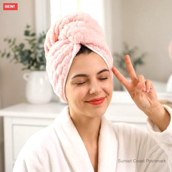 Microfiber Hair Towel Wrap Set Super Soft Quick Dry Anti Frizz Turban main image 5